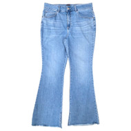 Womens Lee Flare Medium Blue Denim Regular Fit High-Rise Plus Short Jeans