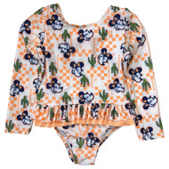 Disney Minnie Mouse Infant Toddler Girls Peach 1 Piece Long Sleeve Swim Suit 2T