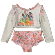 Disney Princess Infant Toddler Girls Pink 2 Pc Long Sleeve Swim Suit Swimming
