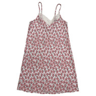 Womens White & PInk Floral Print Chemise Nighty Nightgown Night Gown