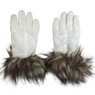 Womens White & Brown Faux Fur Cuffed Winter Gloves