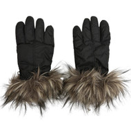 Womens Black & Brown Faux Fur Cuffed Winter Gloves