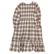 Terra & Sky Womens Brown Plaid Smocked Top Plus Size Ruffle Dress