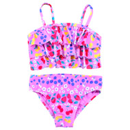WN Infant & Toddler Girls Pink Flower 2pc Ruffle Bikini Swimsuit Swimming