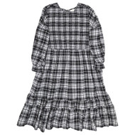 Terra & Sky Womens Black & White Plaid Smocked Top Plus Size Ruffle Dress