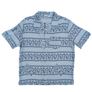 SpongeBob SquarePants Mens Light Blue Tribal Short Sleeve Button-Up Shirt