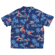 Marvel Mens Blue Tropical Spider-Man Graphic Short Sleeve Button-Up Shirt