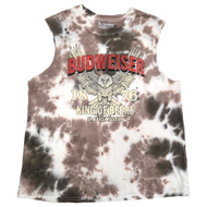 Womens Brown Tie-Dye Budweiser Eagle Sleeveless Tank Top Shirt