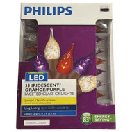 35 Iridescent Orange & Purple Faceted Glass LED  Halloween String Lights