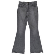 Lee Womens Dusty Black Denim High-Rise Flare Jeans With Raw Edge