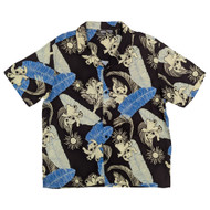 Stitch Mens Black Tropical Graphic Short Sleeve Button-Up Shirt