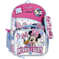 Disney Minnie Mouse 17 Minnie & Daisy 6pc Backpack with Water Bottle & Lunch Box