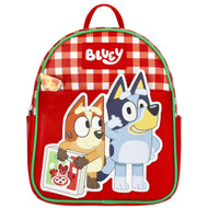 Bluey Women's Pizza Delivery Faux Leather Mini Backpack, 10.5" Red Gingham