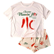 Womens Pink Flamin' Hot Cheetos Pajamas Shorts & T-Shirt Sleep Set