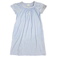 Womens Light Blue Floral Cap Sleeve Nightgown Night Gown