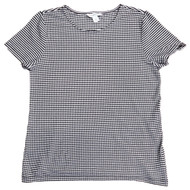 Womens Black & White Scooped Stripe T-Shirt Tee Shirt Medium