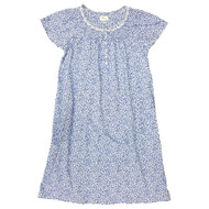 Womens Blue Floral Vine Print Short Sleeve Nightgown Night Gown