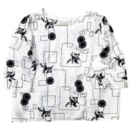 Alfred Dunner Women's White & Black 3/4 Sleeve Blouse Shirt Top Size 3X