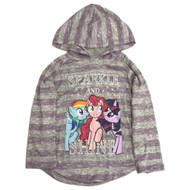 Girls Purple & Gray Stripe My Little Pony Long Sleeve Hooded Tee Shirt