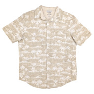 Chaps Mens Bamboo Tropical Print Short Sleeve Untucked Linen Blend Shirt