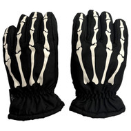 Boys Black Skeleton Themed Winter Gloves S/M
