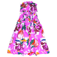 Free Assembly Womens Bright Pink Smocked Waist Strapless Dress