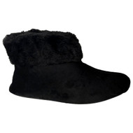 Dearfoams Womens Velvety Black Bootie Slippers Medium (7-8)