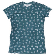 Womens Green Dog Print  Short Sleeve Nightgown Sleepshirt