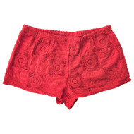 Womens Coral Crochet Swim Suit Cover-Up Shorts