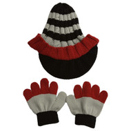 Toby Toddler Boys Red Stripe Newsboy Hat & Gloves Set