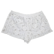Womens White Crochet Swim Suit Cover-Up Shorts Large 12-14