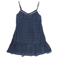 Womens Navy Blue Polka-Dot Strappy A-Line Mini Dress