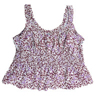 Womens Purple & Beige Light Weight Ruffle Tank Smocked Blouse Shirt 2X 20W-22W
