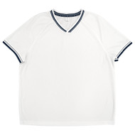 Xersion Mens White & Navy Trim Short Sleeve Classic Fit Pique V-Neck Shirt XL