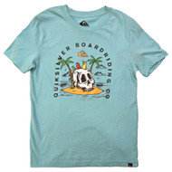 Boys Blue Quicksilver Skull & Beach Themed Short Sleeve T-Shirt Tee