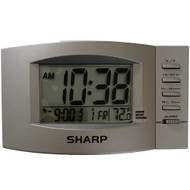 Sharp Battery Operated Tech LCD Digital Alarm Clock with Lighted Display
