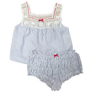 Lee Womens Navy & White Stripe Pajamas Tank & Bloomer Shorts Sleep Set