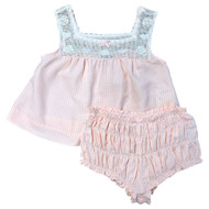 Lee Womens Pink & White Check Pajamas Tank & Bloomer Shorts Sleep Set