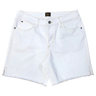 Lee Womens White Mid Rise 7In Inseam Shorts With Pockets