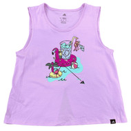 Adidas Girls Lavendar Athletic Tank Top Palm Tree Flamingo Shirt