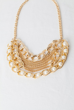 MIX CHAIN AND PEARL NECKLACE