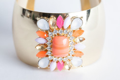 TANGERINE FLORAL STONE CUFF