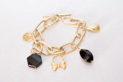 ONYX GOLD CHARM BRACELET