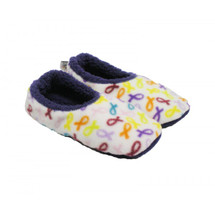 Cancer Awareness white background with Multi-Colored Ribbon Slippers by Live for Life