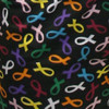 Cancer Awareness black background with Multi-Colored Ribbon Sleep Pant by Live for Life - detail image of multi-color print