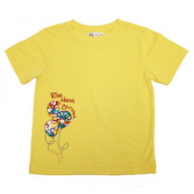 Childhood Cancer Support Rise Above Cancer Kids T-Shirt by Live for Life in yellow with multi-color balloons imagery