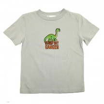 Childhood Cancer Awareness Stomp Out Cancer Kids T-Shirt by Live for Life in white with green dinosaur image