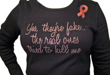 Black Long Sleeve Pink Ribbon T-Shirt (Size Small Only)