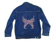 Demin Jacket with Pink Ribbon Butterfly