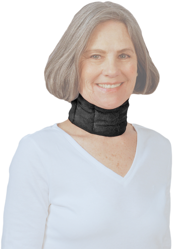 Cervical Collar Tribute Custom Night Compression Garment in black is created for clients who have thickened tissue due to radiation and/or post-surgical scarring. The collar is designed to fit contours of the neck. Standard hook and loop closure makes donning easy
